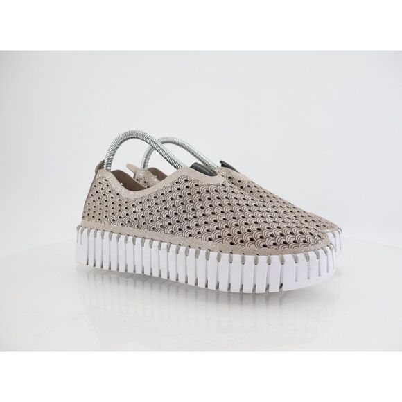 Ilse Jacobsen Shoes - Ilse Jacobsen Tulip Platform Flat Sz 40 10 Slip On Taupe Metallic perforated